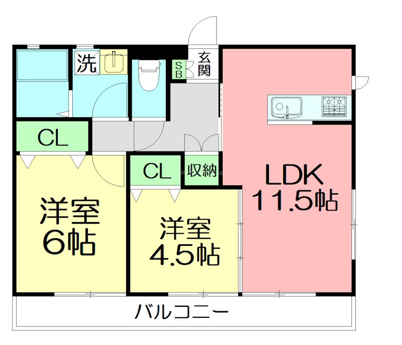 エイコンフィールドⅢ 202号室 間取り