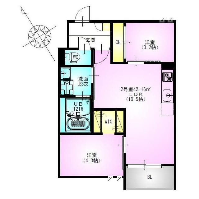 ＲＥＧＡＬＥＳＴ　藤沢 102号室 間取り