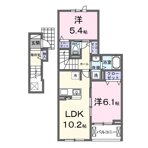 Ｈｉ－Ｒｏｓｅｔｔａ　Ｂ 203号室 間取り