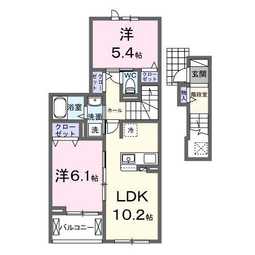 Ｈｉ－Ｒｏｓｅｔｔａ　Ｂ 202号室 間取り