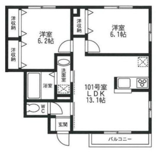 ラークⅡ 101号室 間取り