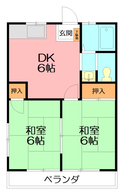 ハイツ下河原 102号室 間取り