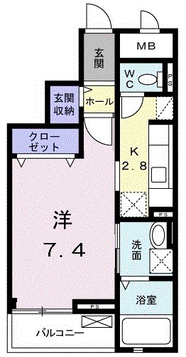 グローリアクエント 304号室 間取り