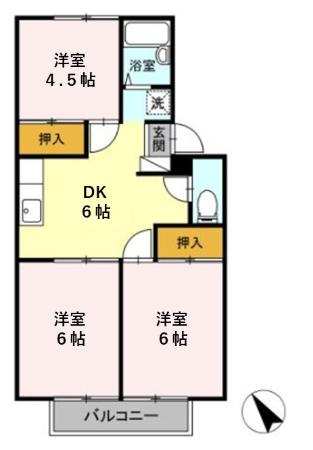 ＴＲＡＤサンリバー　Ａ 202号室 間取り