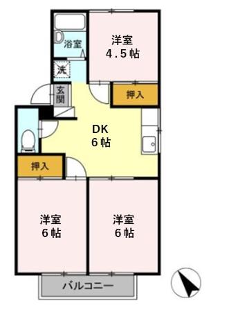 ＴＲＡＤサンリバー　Ａ 203号室 間取り