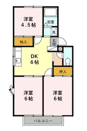 ＴＲＡＤサンリバー　Ａ 205号室 間取り