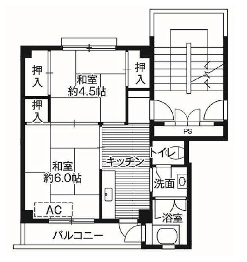 ビレッジハウス戸川２号棟 408号室 間取り