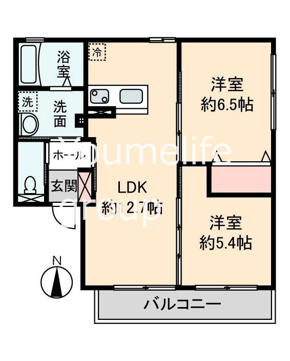 Sunnyhill Court B 202号室 間取り