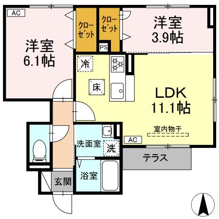 ル　ソレイユ　ルヴァン 101号室 間取り