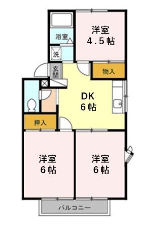 ＴＲＡＤサンリバー　Ａ 201号室 間取り