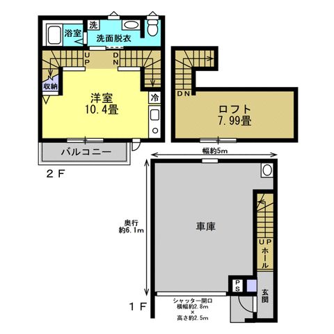 ガレージハウスＴＯＤＡＢＡＳＥ F号室 間取り