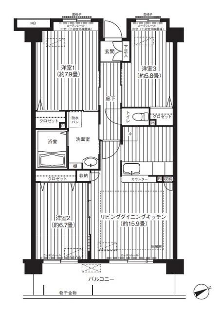 コーポレート東戸塚 406号室 間取り