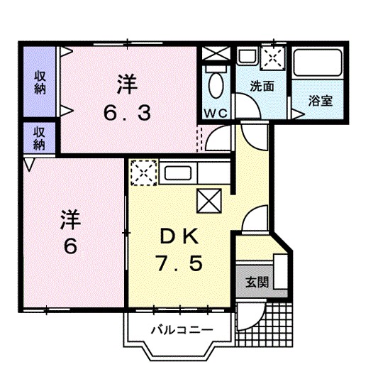 パルテール 103号室 間取り