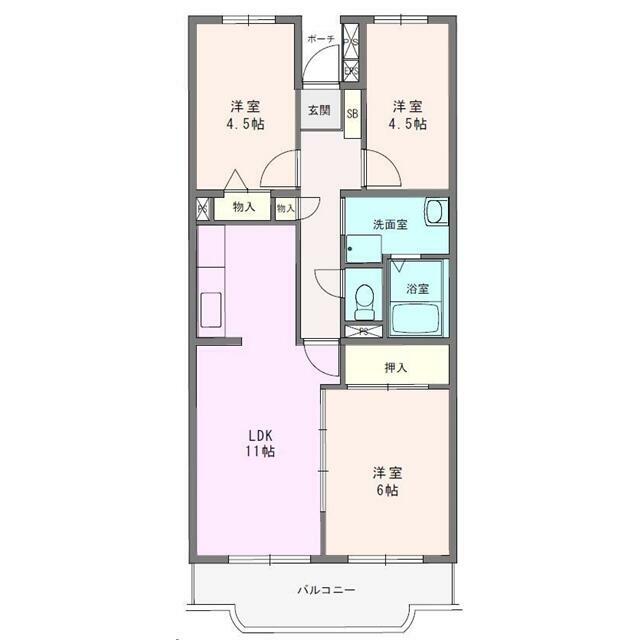 フォーレスト城北Ａ棟 103号室 間取り