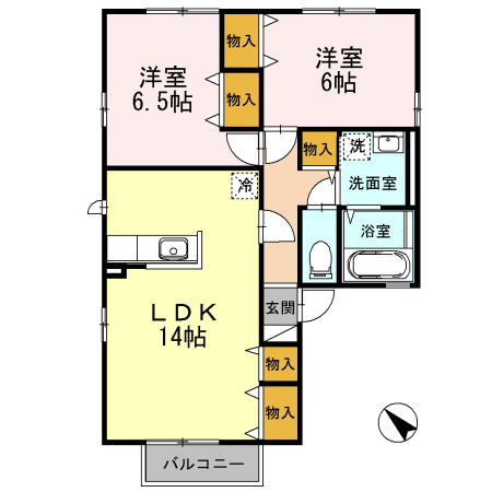 グレーヌ　Ⅱ番館 201号室 間取り