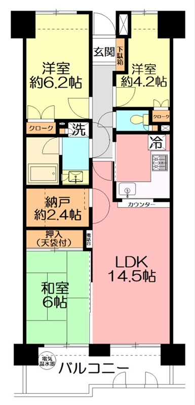 東海大学前パークホームズ 1F号室 間取り