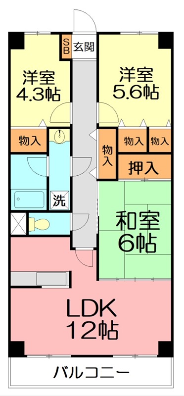 ロイヤルコート寒川 107号室 間取り