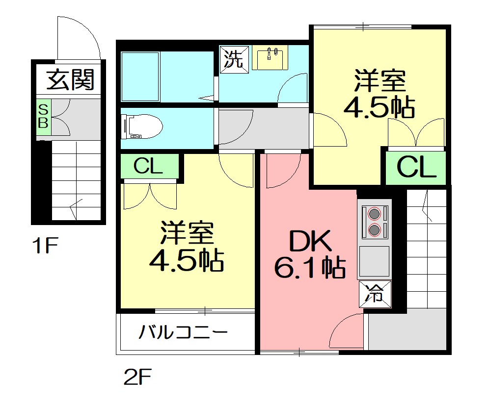 サンパレス北矢名 203号室 間取り