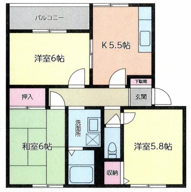 サザンヒルズ港南台Ｈ棟 202号室 間取り
