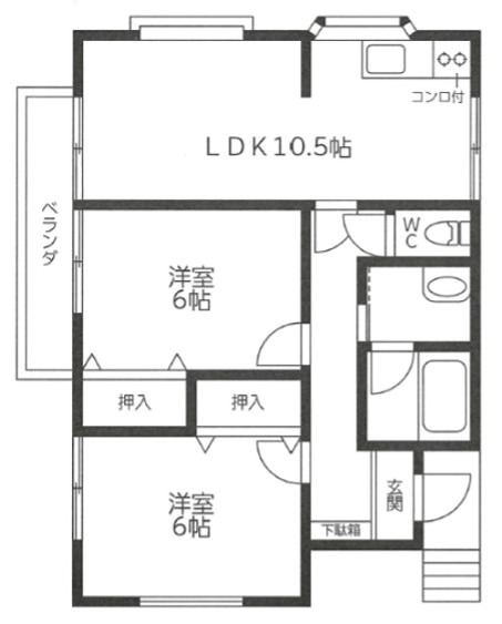 伊奈アパート 2F号室 間取り