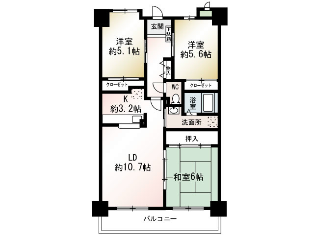 オーバーヒルズ弐番館 504号室 間取り