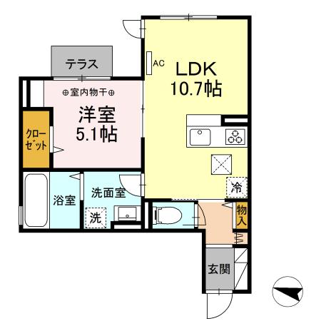 Ｄ－ＳＩＴＥ　ＳＨＯＮＡＮＤＡＩ 102号室 間取り