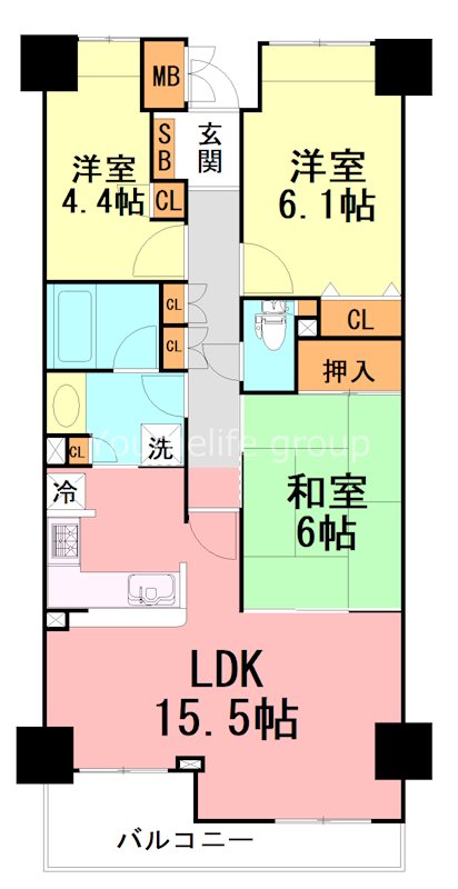ニューシティ東戸塚「パークハウス南の街」 511号室 間取り