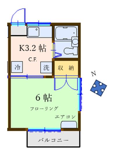 アズフラッツ 201号室 間取り