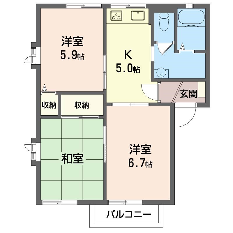 フミール美鈴Ⅱ 203号室 間取り