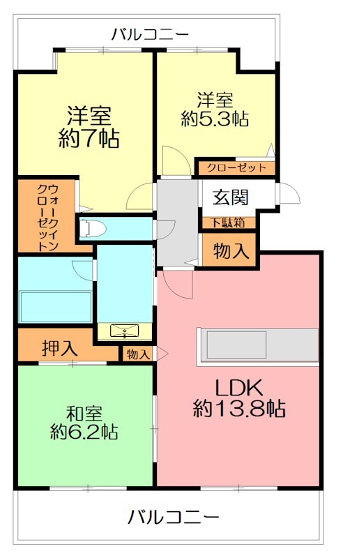厚木市恩名５丁目エステスクエア　参番館 102号室 間取り