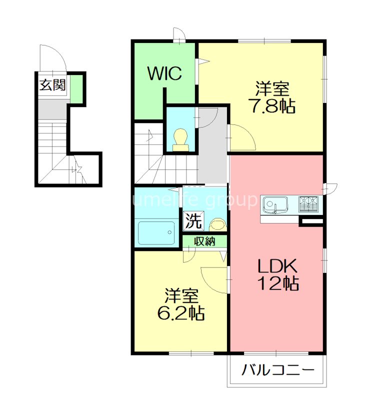 シャーメゾン塚原 202号室 間取り