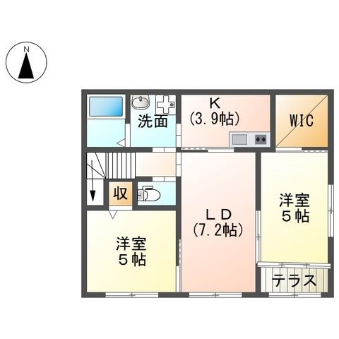 大磯町生沢アパート新築工事 205号室 間取り