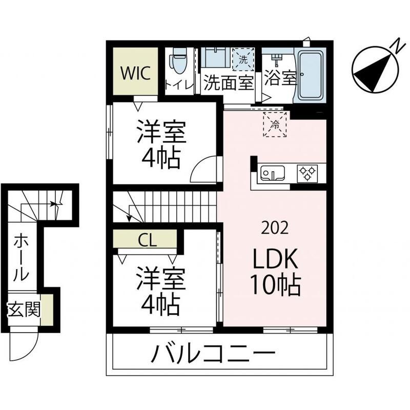 グリーンヒルD 202号室 間取り