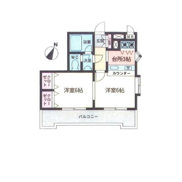 レゾン南林間 406号室 間取り