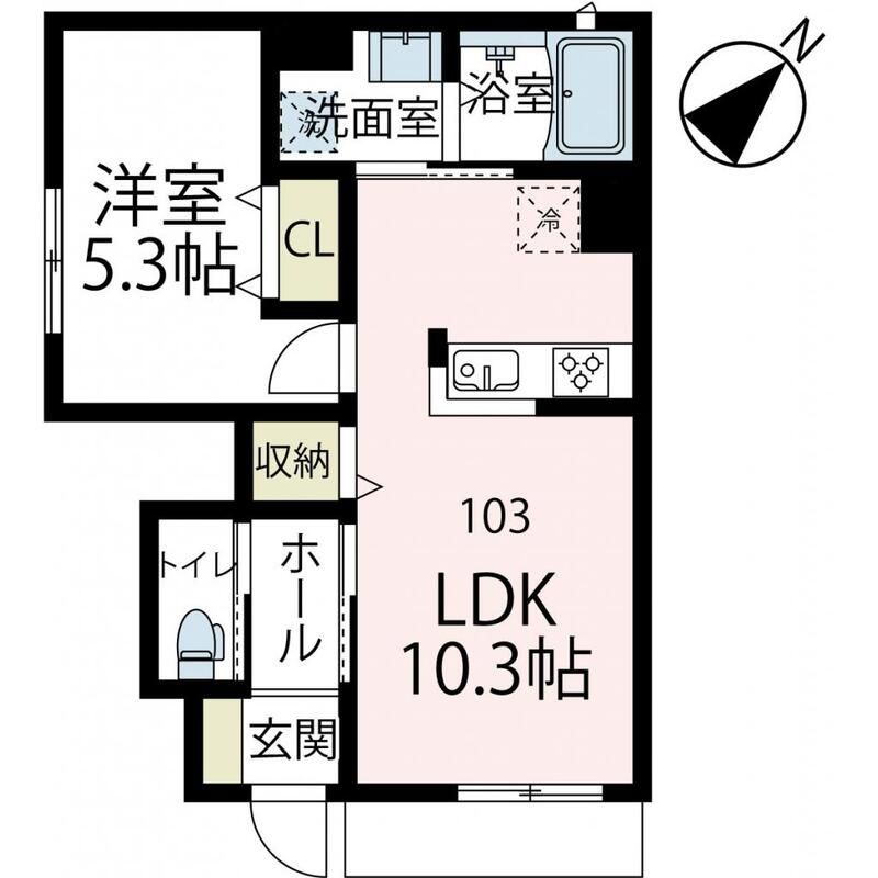 グリーンヒルD 103号室 間取り