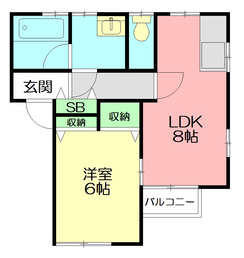 大会下コーポ A-201号室 間取り