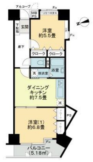 シーサイド片瀬江ノ島 407号室 間取り