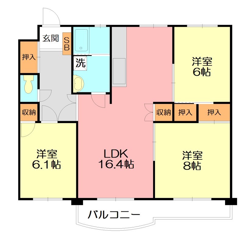 パームスプリングス西湘 102号室 間取り