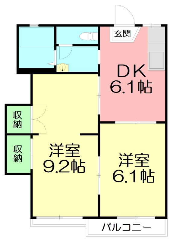 本在寺荘 202号室 間取り