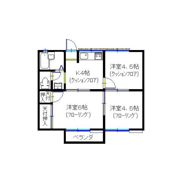 パークサイド善行 201号室 間取り