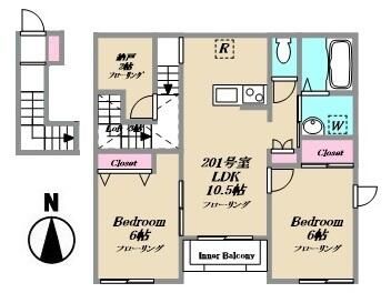 ベルフルール桜ヶ丘 201号室 間取り