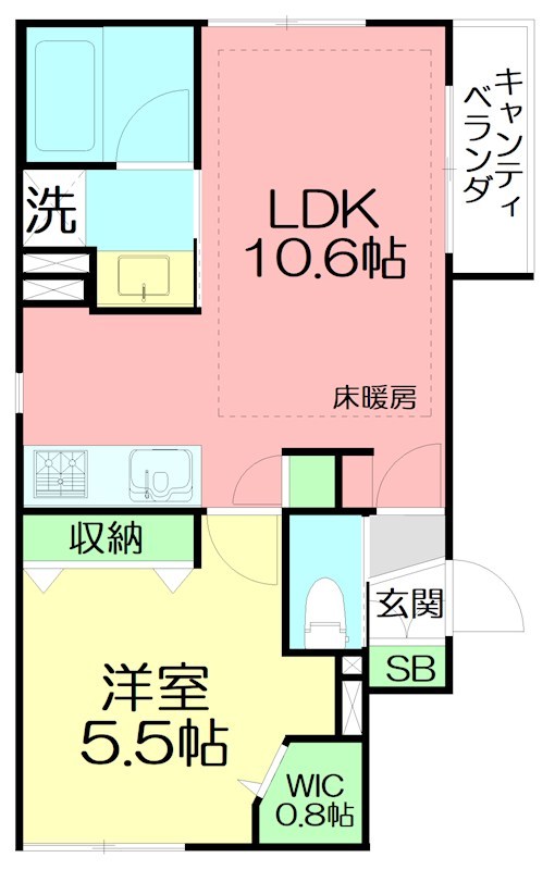 Ｖｅｎｔ　Ｖｅｒｔ　Ｔｓｕｊｉｄｏ 204号室 間取り
