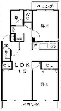 エクセルコート 206号室 間取り