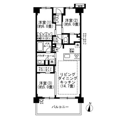 日神グランパレス茅ヶ崎東海岸 206号室 間取り