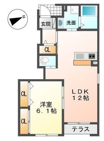 ＳｕｎＧｒａｎｄｅ　Ｂ 102号室 間取り
