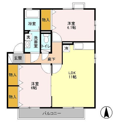ヴィラージュB 201号室 間取り