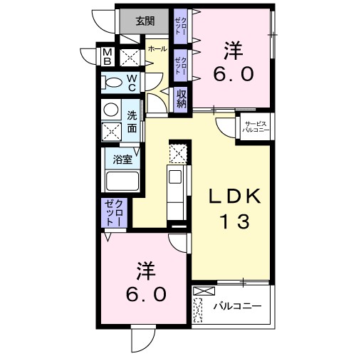 シエロアズール 201号室 間取り