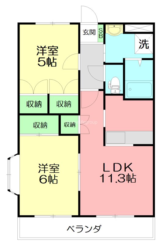 グランディール茅ヶ崎 302号室 間取り