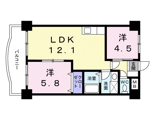 レポサール弥勒寺 308号室 間取り