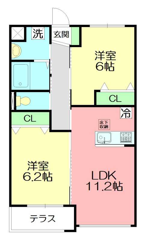 グリシーヌ・峰 308号室 間取り
